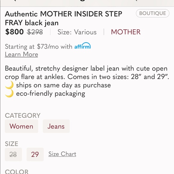 MOTHER INSIDER STEP FRAY BLACK JEAN - Picture 10 of 10
